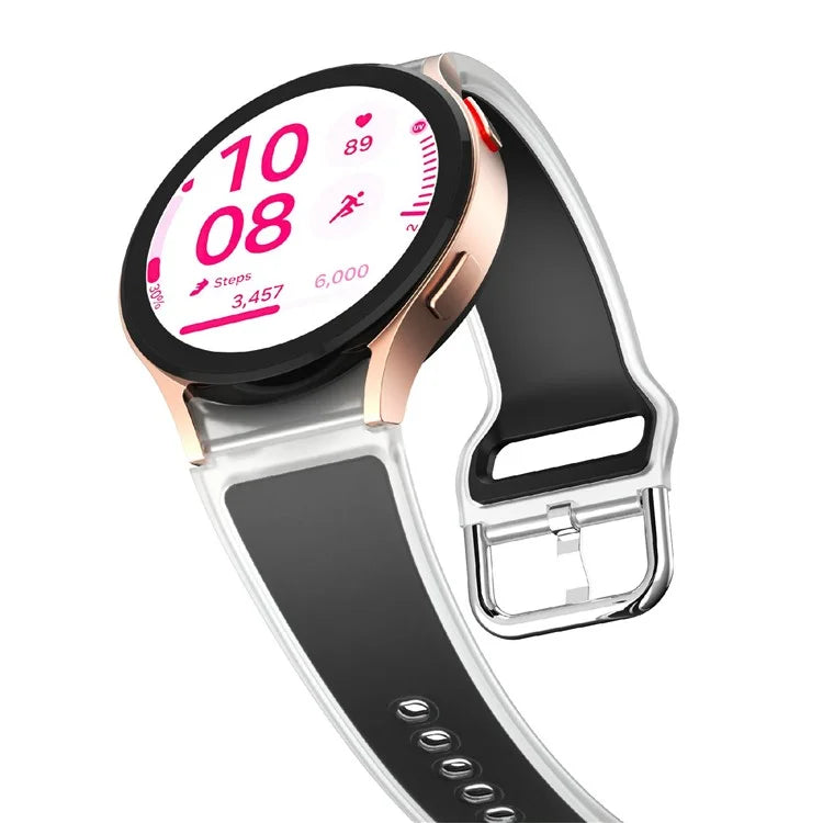 KALEBOL For Samsung Galaxy Watch7 44mm 40mm  /  Watch FE 40mm Silicone Watch Band Glacier Translucent Strap
