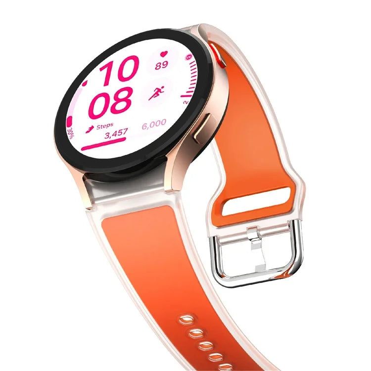 KALEBOL For Samsung Galaxy Watch7 44mm 40mm  /  Watch FE 40mm Silicone Watch Band Glacier Translucent Strap