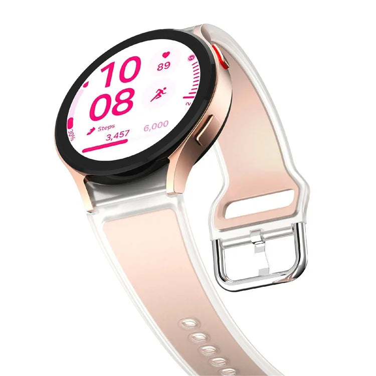 KALEBOL For Samsung Galaxy Watch7 44mm 40mm  /  Watch FE 40mm Silicone Watch Band Glacier Translucent Strap