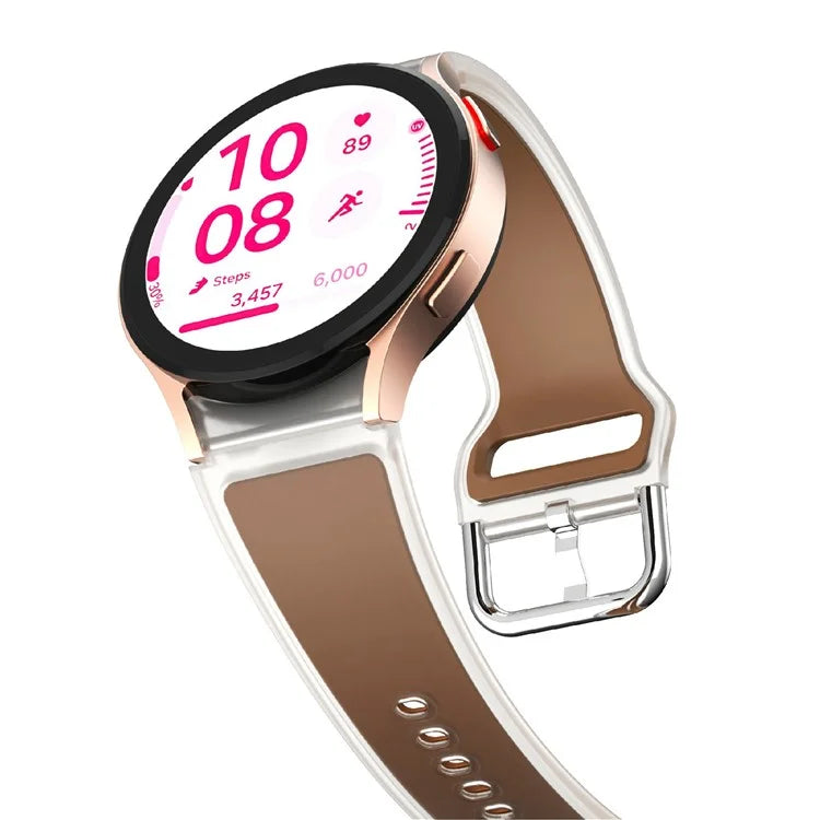 KALEBOL For Samsung Galaxy Watch7 44mm 40mm  /  Watch FE 40mm Silicone Watch Band Glacier Translucent Strap