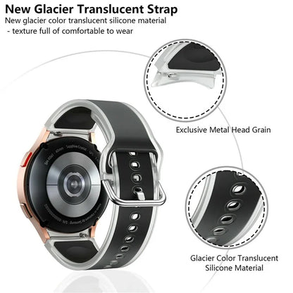 KALEBOL For Samsung Galaxy Watch7 44mm 40mm  /  Watch FE 40mm Silicone Watch Band Glacier Translucent Strap