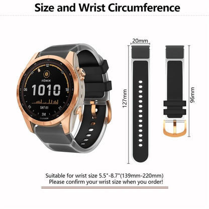 KALEBOL For Garmin Fenix 7S  /  7S Pro  /  6S  /  6S Pro Quickfit 20mm Silicone Band Glacier Translucent Watch Strap