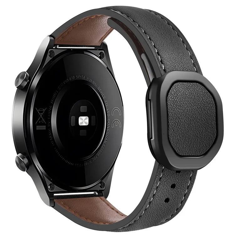KALEBOL For Huawei Watch 4 / 4 Pro / GT 4 46mm Watch Strap 22mm Nautilus Magnetic Buckle Genuine Cow Leather Band