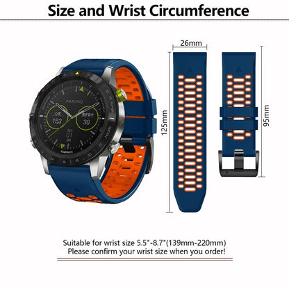KALEBOL For Garmin Fenix 7X / 7X Pro / 6X / 6X Pro Watch Strap Quickfit 26mm Dual Color Silicone Band