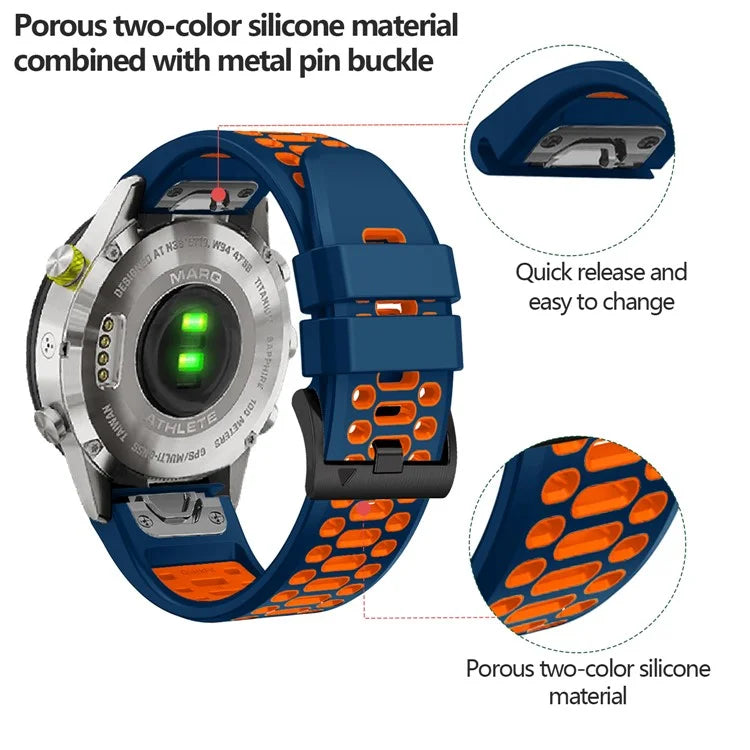 KALEBOL For Garmin Fenix 7X / 7X Pro / 6X / 6X Pro Watch Strap Quickfit 26mm Dual Color Silicone Band