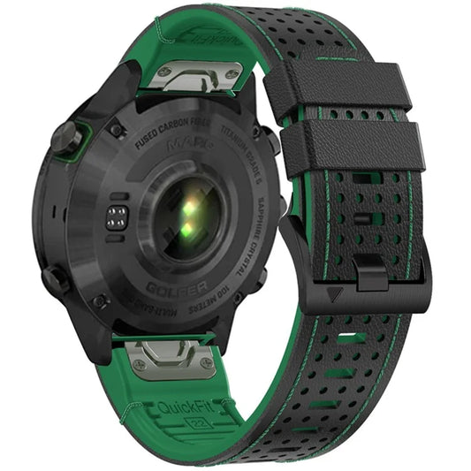 KALEBOL For Garmin Fenix 7 / 7 Pro / 6 / 6 Pro Quickfit 22mm Silicone Watch Band Dual Color Dot Holes Design