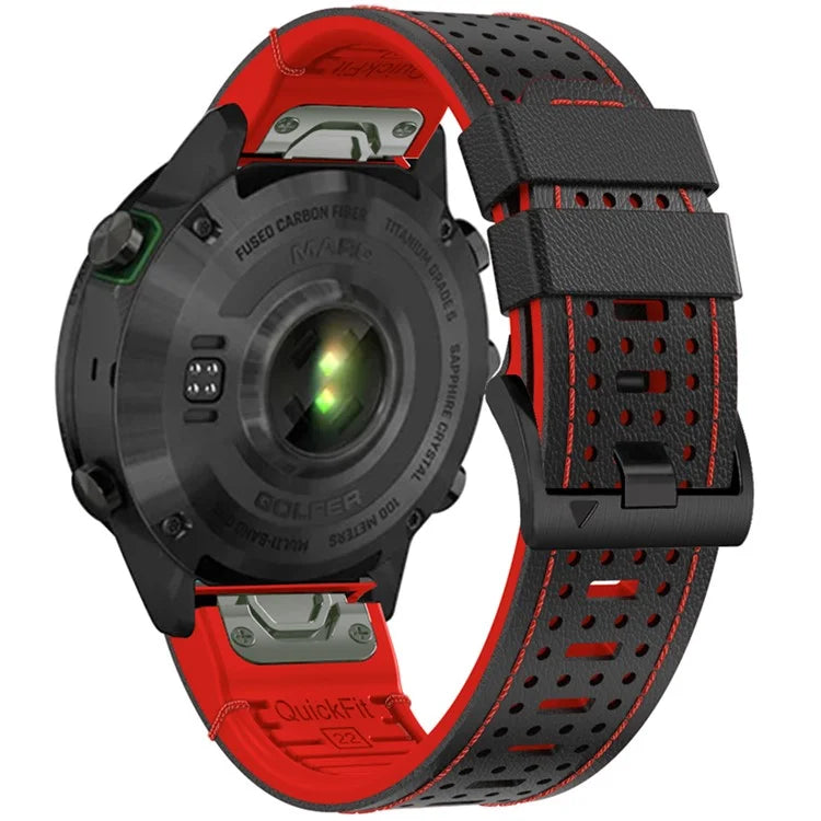 KALEBOL For Garmin Fenix 7 / 7 Pro / 6 / 6 Pro Quickfit 22mm Silicone Watch Band Dual Color Dot Holes Design