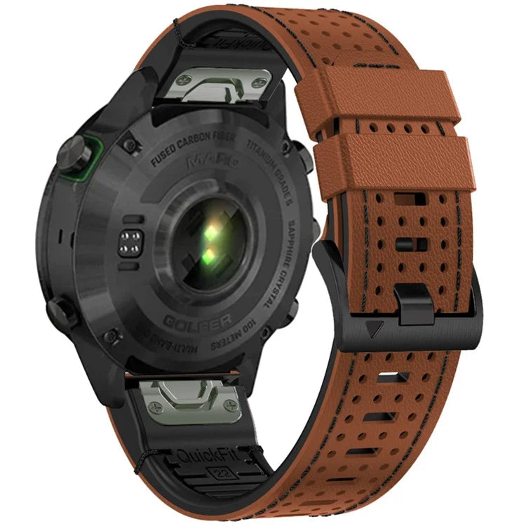KALEBOL For Garmin Fenix 7 / 7 Pro / 6 / 6 Pro Quickfit 22mm Silicone Watch Band Dual Color Dot Holes Design