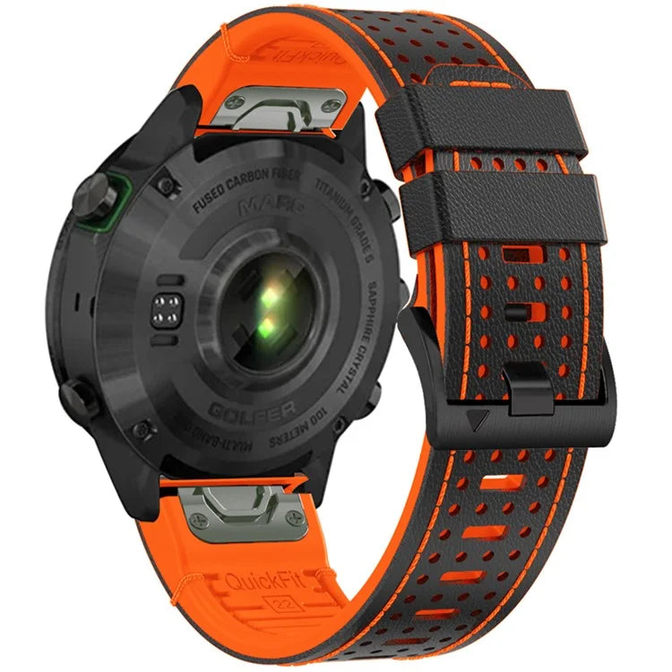 KALEBOL For Garmin Fenix 7X / 7X Pro / 6X / 6X Pro Quickfit 26mm Silicone Watch Band Dual Color Dot Holes Design
