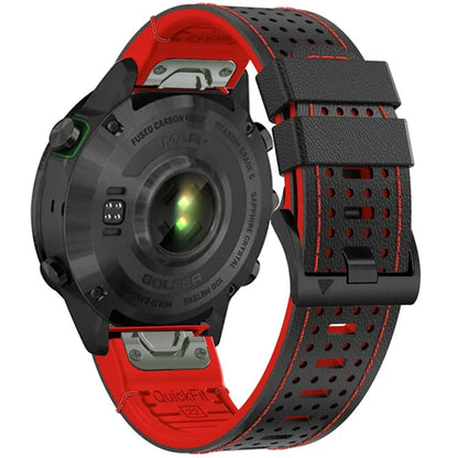 KALEBOL For Garmin Fenix 7X / 7X Pro / 6X / 6X Pro Quickfit 26mm Silicone Watch Band Dual Color Dot Holes Design