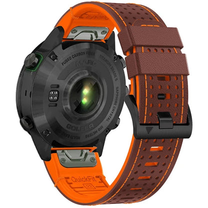 KALEBOL For Garmin Fenix 7X / 7X Pro / 6X / 6X Pro Quickfit 26mm Silicone Watch Band Dual Color Dot Holes Design