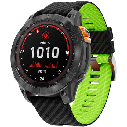 KALEBOL For Garmin Fenix 7X / 7X Pro / 6X / 6X Pro Silicone Watch Band Quickfit 26mm Carbon Fiber Texture Strap