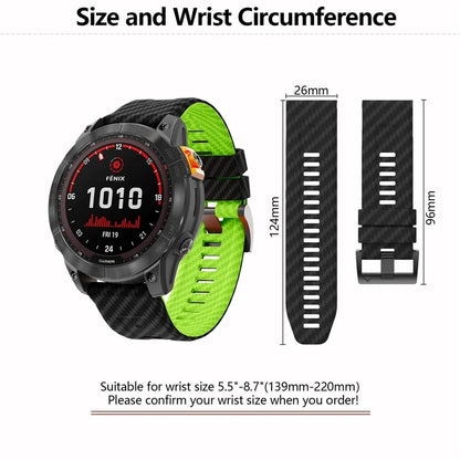 KALEBOL For Garmin Fenix 7X / 7X Pro / 6X / 6X Pro Silicone Watch Band Quickfit 26mm Carbon Fiber Texture Strap