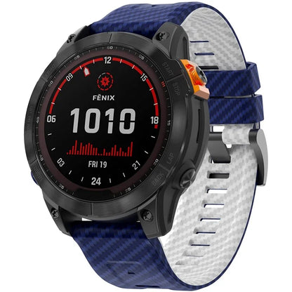 KALEBOL For Garmin Fenix 7X / 7X Pro / 6X / 6X Pro Silicone Watch Band Quickfit 26mm Carbon Fiber Texture Strap