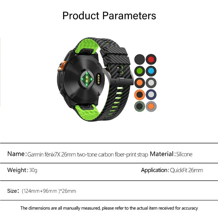 KALEBOL For Garmin Fenix 7X / 7X Pro / 6X / 6X Pro Silicone Watch Band Quickfit 26mm Carbon Fiber Texture Strap