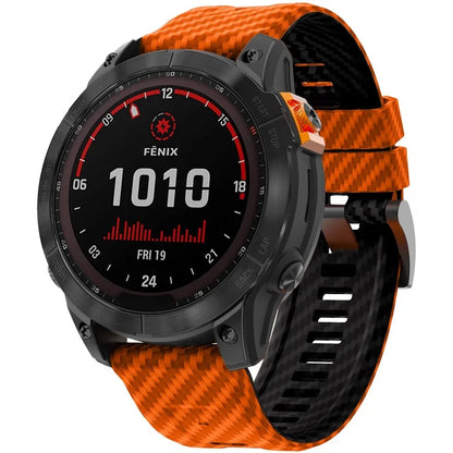 KALEBOL For Garmin Fenix 7X / 7X Pro / 6X / 6X Pro Silicone Watch Band Quickfit 26mm Carbon Fiber Texture Strap