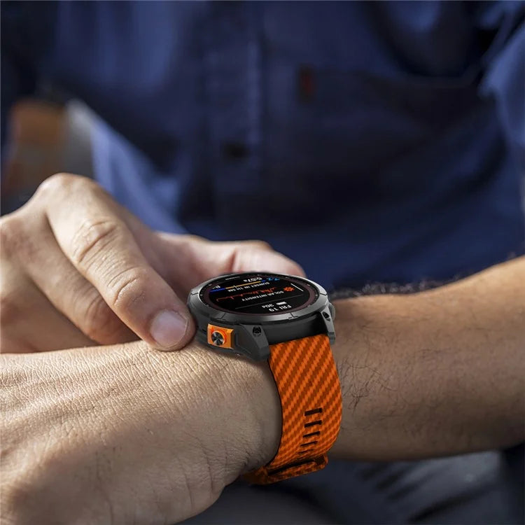 KALEBOL For Garmin Fenix 7X / 7X Pro / 6X / 6X Pro Silicone Watch Band Quickfit 26mm Carbon Fiber Texture Strap