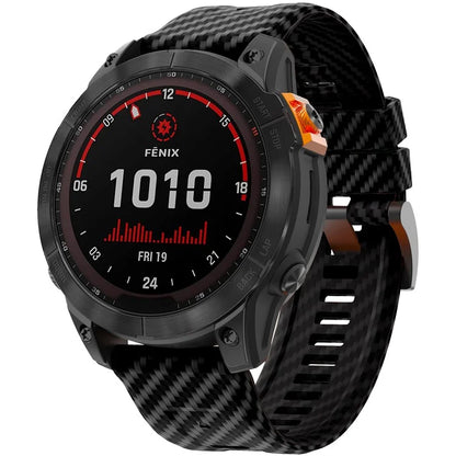 KALEBOL For Garmin Fenix 7X / 7X Pro / 6X / 6X Pro Silicone Watch Band Quickfit 26mm Carbon Fiber Texture Strap