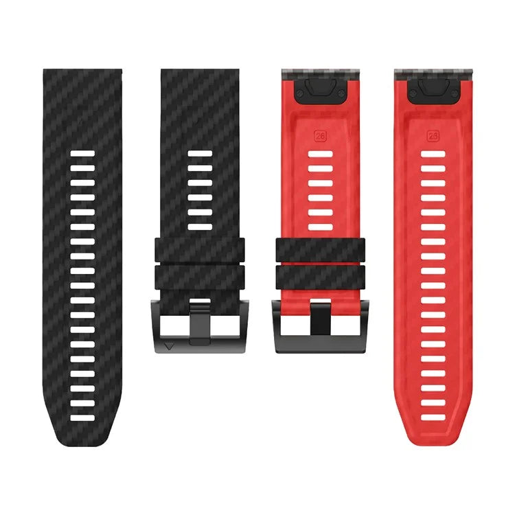 KALEBOL For Garmin Fenix 7X / 7X Pro / 6X / 6X Pro Silicone Watch Band Quickfit 26mm Carbon Fiber Texture Strap