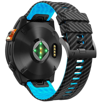 KALEBOL For Garmin Fenix 7X / 7X Pro / 6X / 6X Pro Silicone Watch Band Quickfit 26mm Carbon Fiber Texture Strap