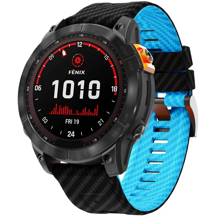 KALEBOL For Garmin Fenix 7X / 7X Pro / 6X / 6X Pro Silicone Watch Band Quickfit 26mm Carbon Fiber Texture Strap