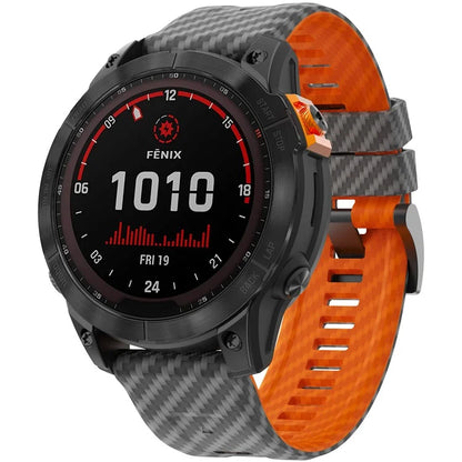 KALEBOL For Garmin Fenix 7X / 7X Pro / 6X / 6X Pro Silicone Watch Band Quickfit 26mm Carbon Fiber Texture Strap