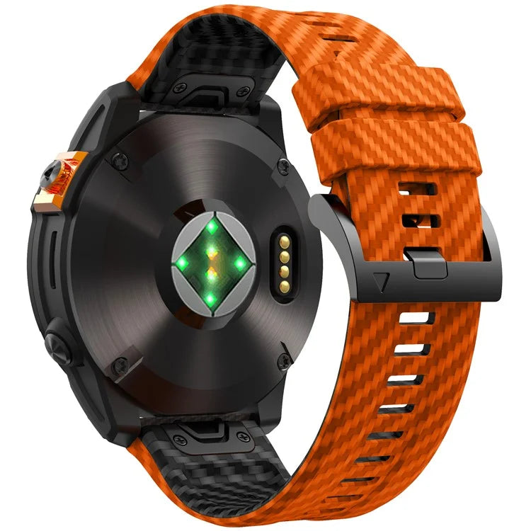 KALEBOL For Garmin Fenix 7 / 7 Pro / 6 / 6 Pro Silicone Watch Band Quickfit 22mm Carbon Fiber Texture Strap
