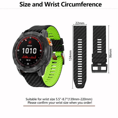 KALEBOL For Garmin Fenix 7 / 7 Pro / 6 / 6 Pro Silicone Watch Band Quickfit 22mm Carbon Fiber Texture Strap