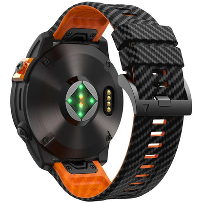 KALEBOL For Garmin Fenix 7 / 7 Pro / 6 / 6 Pro Silicone Watch Band Quickfit 22mm Carbon Fiber Texture Strap