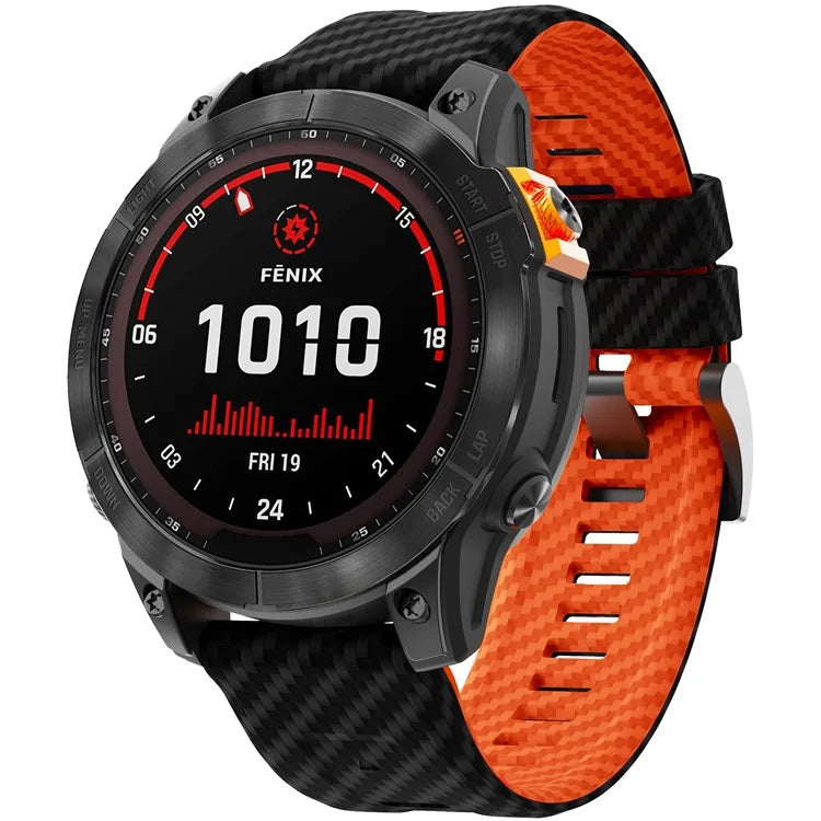 KALEBOL For Garmin Fenix 7 / 7 Pro / 6 / 6 Pro Silicone Watch Band Quickfit 22mm Carbon Fiber Texture Strap