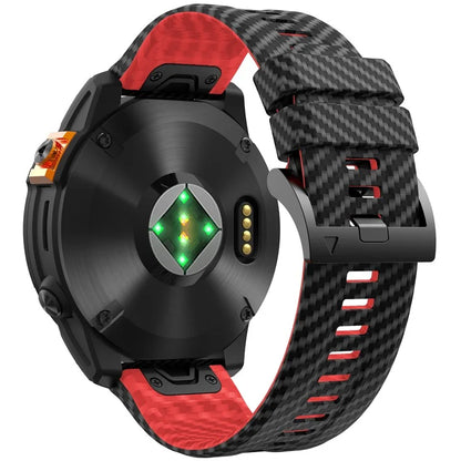 KALEBOL For Garmin Fenix 7 / 7 Pro / 6 / 6 Pro Silicone Watch Band Quickfit 22mm Carbon Fiber Texture Strap