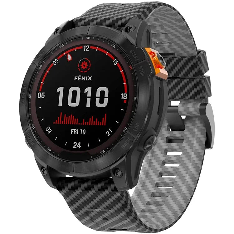 KALEBOL For Garmin Fenix 7 / 7 Pro / 6 / 6 Pro Silicone Watch Band Quickfit 22mm Carbon Fiber Texture Strap
