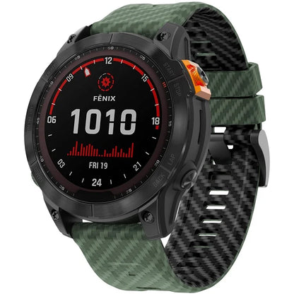 KALEBOL For Garmin Fenix 7 / 7 Pro / 6 / 6 Pro Silicone Watch Band Quickfit 22mm Carbon Fiber Texture Strap