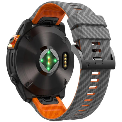 KALEBOL For Garmin Fenix 7 / 7 Pro / 6 / 6 Pro Silicone Watch Band Quickfit 22mm Carbon Fiber Texture Strap