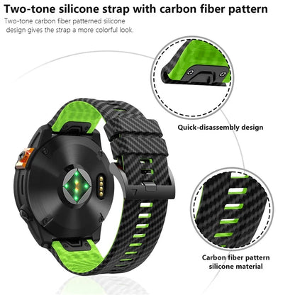 KALEBOL For Garmin Fenix 7 / 7 Pro / 6 / 6 Pro Silicone Watch Band Quickfit 22mm Carbon Fiber Texture Strap