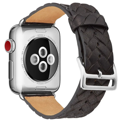 KALEBOL For Apple Watch 10 46mm / Ultra 2 / Ultra 49mm / 9 8 7 45mm / SE (2023) SE (2022) SE 6 5 4 44mm / 3 2 1 42mm Braided Leather Strap