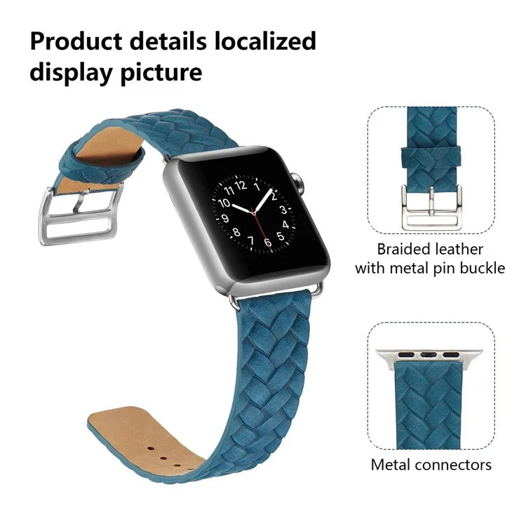 KALEBOL For Apple Watch Series 10 42mm / 9 8 7 41mm / SE (2023) SE (2022) SE 6 5 4 40mm / 3 2 1 38mm Braided Leather Watch Strap