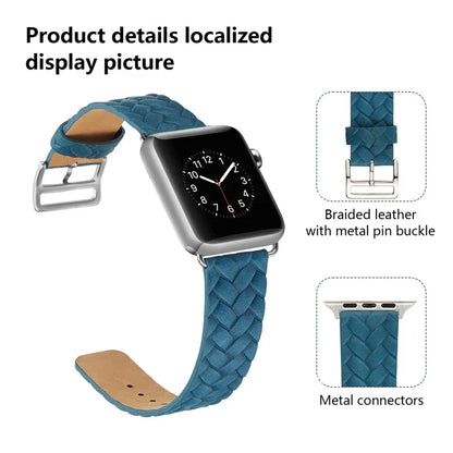 KALEBOL For Apple Watch Series 10 42mm / 9 8 7 41mm / SE (2023) SE (2022) SE 6 5 4 40mm / 3 2 1 38mm Braided Leather Watch Strap