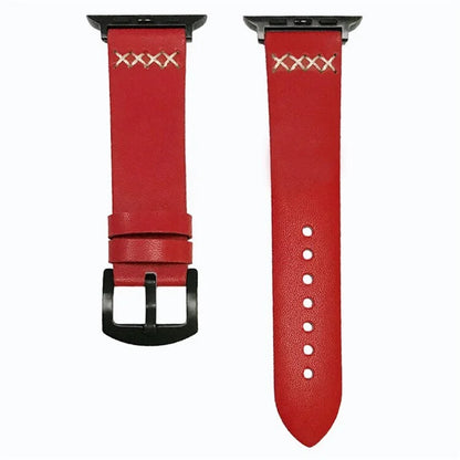 KALEBOL For Apple Watch Series 10 42mm / 9 8 7 41mm / SE (2023) SE (2022) SE 6 5 4 40mm / 3 2 1 38mm Cross-Stitch Leather Watch Strap