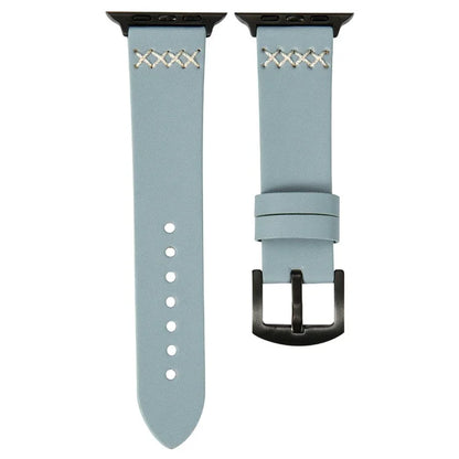 KALEBOL For Apple Watch Series 10 42mm / 9 8 7 41mm / SE (2023) SE (2022) SE 6 5 4 40mm / 3 2 1 38mm Cross-Stitch Leather Watch Strap