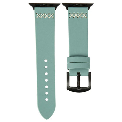 KALEBOL For Apple Watch 10 46mm / Ultra 2 / Ultra 49mm / 9 8 7 45mm / SE (2023) SE (2022) SE 6 5 4 44mm / 3 2 1 42mm Cross-Stitch Leather Strap