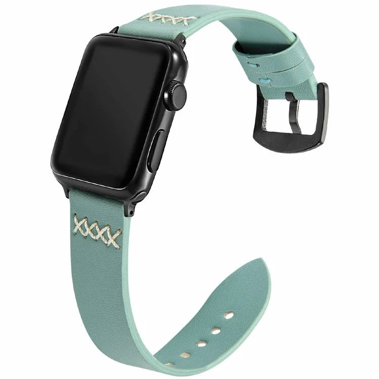 KALEBOL For Apple Watch 10 46mm / Ultra 2 / Ultra 49mm / 9 8 7 45mm / SE (2023) SE (2022) SE 6 5 4 44mm / 3 2 1 42mm Cross-Stitch Leather Strap