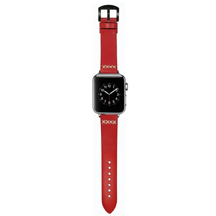 KALEBOL For Apple Watch 10 46mm / Ultra 2 / Ultra 49mm / 9 8 7 45mm / SE (2023) SE (2022) SE 6 5 4 44mm / 3 2 1 42mm Cross-Stitch Leather Strap