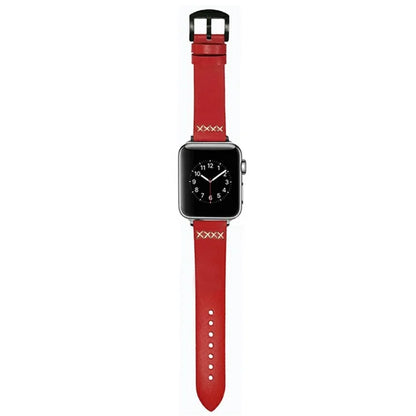 KALEBOL For Apple Watch 10 46mm / Ultra 2 / Ultra 49mm / 9 8 7 45mm / SE (2023) SE (2022) SE 6 5 4 44mm / 3 2 1 42mm Cross-Stitch Leather Strap