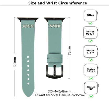 KALEBOL For Apple Watch 10 46mm / Ultra 2 / Ultra 49mm / 9 8 7 45mm / SE (2023) SE (2022) SE 6 5 4 44mm / 3 2 1 42mm Cross-Stitch Leather Strap