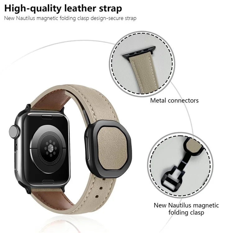 KALEBOL For Apple Watch 10 46mm / Ultra 2 / Ultra 49mm / 9 8 7 45mm / SE (2023) SE (2022) SE 6 5 4 44mm / 3 2 1 42mm Genuine Cow Leather Band