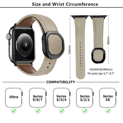 KALEBOL For Apple Watch 10 46mm / Ultra 2 / Ultra 49mm / 9 8 7 45mm / SE (2023) SE (2022) SE 6 5 4 44mm / 3 2 1 42mm Genuine Cow Leather Band
