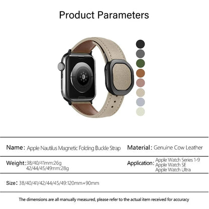 KALEBOL For Apple Watch 10 46mm / Ultra 2 / Ultra 49mm / 9 8 7 45mm / SE (2023) SE (2022) SE 6 5 4 44mm / 3 2 1 42mm Genuine Cow Leather Band