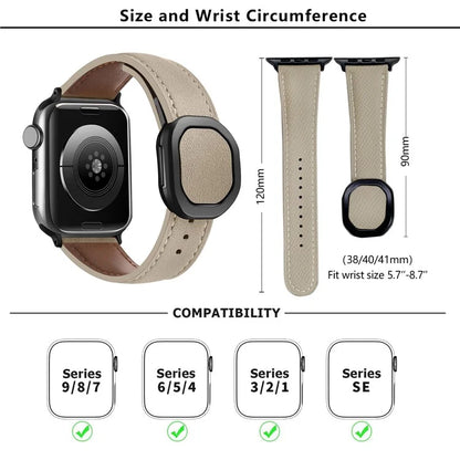 KALEBOL For Apple Watch Series 10 42mm / 9 8 7 41mm / SE (2023) SE (2022) SE 6 5 4 40mm / 3 2 1 38mm Genuine Cow Leather Band