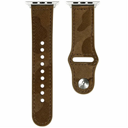 KALEBOL For Apple Watch Series 10 42mm / 9 8 7 41mm / SE (2023) SE (2022) SE 6 5 4 40mm / 3 2 1 38mm Genuine Cow Leather Strap Camouflage